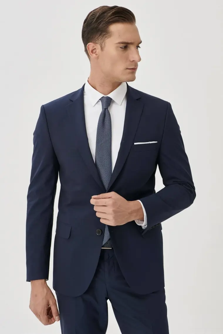 ALTINYILDIZ CLASSICS Erkek Lacivert Slim Fit Dar Kesim Mono Yaka Takım Elbise