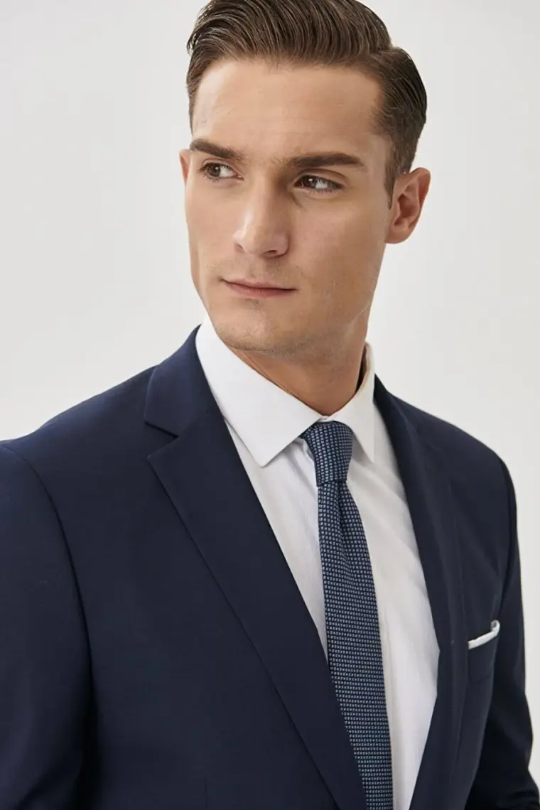 ALTINYILDIZ CLASSICS Erkek Lacivert Slim Fit Dar Kesim Mono Yaka Takım Elbise