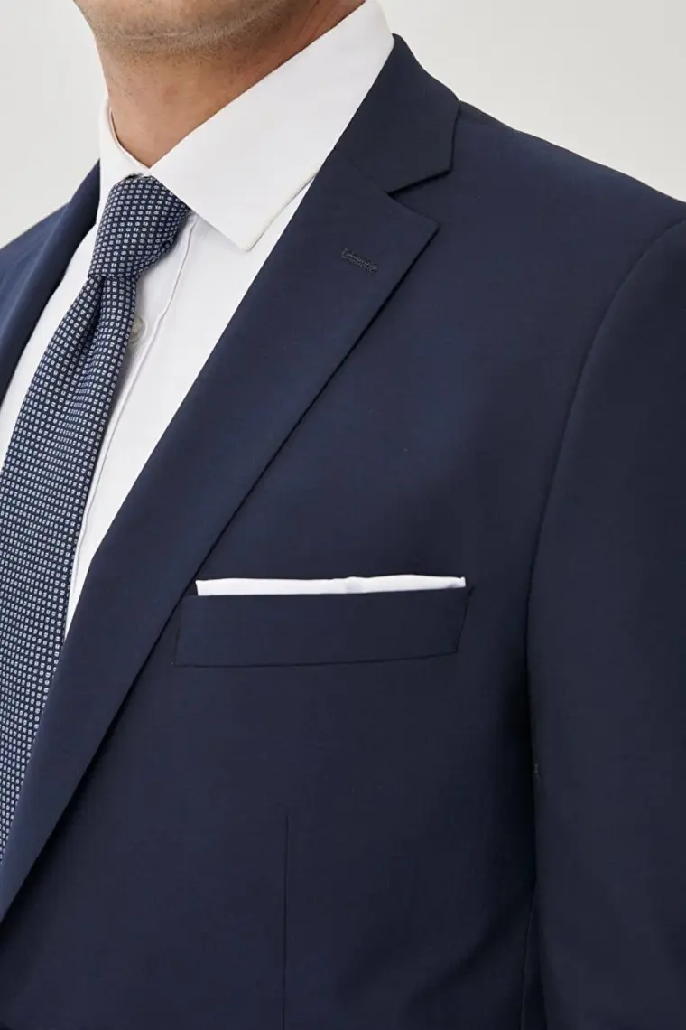 ALTINYILDIZ CLASSICS Erkek Lacivert Slim Fit Dar Kesim Mono Yaka Takım Elbise