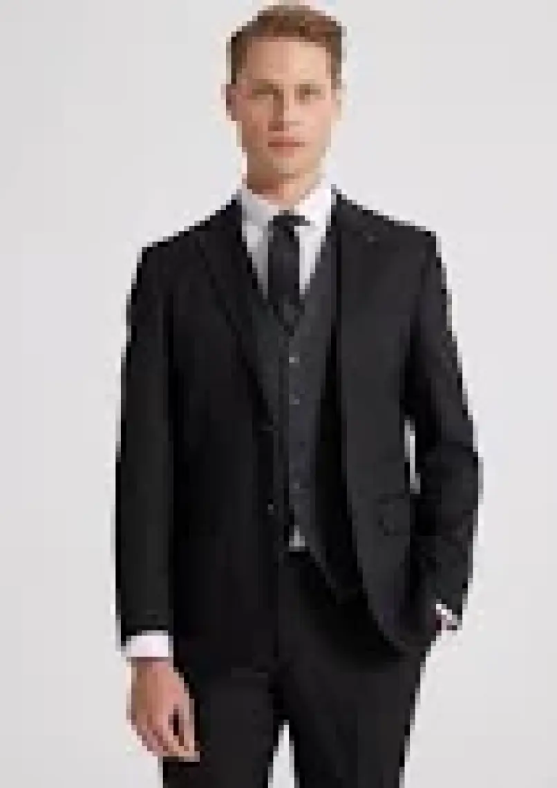 Slim Fit Siyah Düz Mono Yaka Tek Yırtmaçlı Astarlı Takim Elbise Kombinli 8HFY5ORTKMBN2