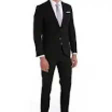 Hatemoğlu Siyah Slim Fit Mono Yaka Desenli Klasik Takım Elbise