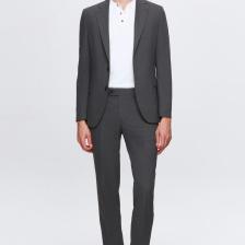 Slim Fit Gri Düz Mono Yaka Çift Yırtmaçlı Astarlı Takim Elbise 4HF05ORT01577