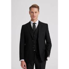 Slim Fit Siyah Mono Yaka Tek Yırtmaçlı Astarlı Takim Elbise Yelekli 4HFY5ORT01599