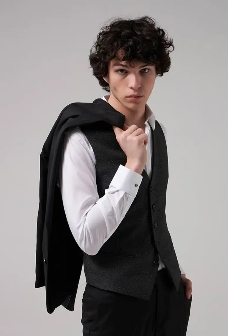 Slim Fit Siyah Düz Mono Yaka Tek Yırtmaçlı Astarlı Takim Elbise Kombinli 8HFY5ORTKMBN2