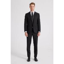 Slim Fit Siyah Düz Mono Yaka Tek Yırtmaçlı Astarlı Takim Elbise Kombinli 8HFY5ORTKMBN2