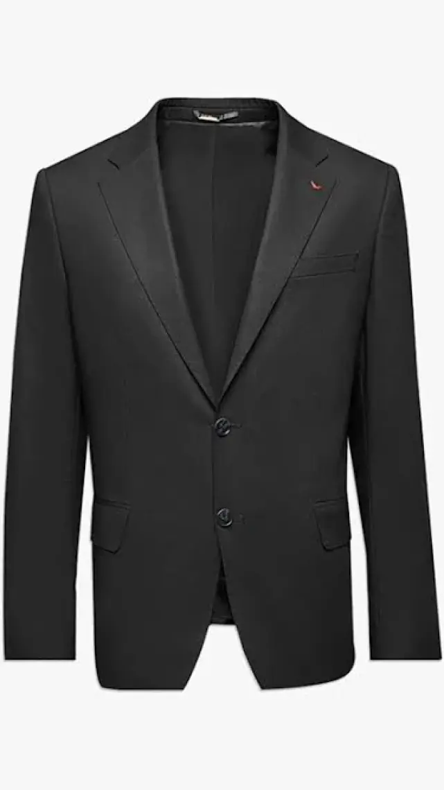 Slim Fit Siyah Düz Mono Yaka Çift Yırtmaçlı Astarlı Takim Elbise 4HF05ORT01577