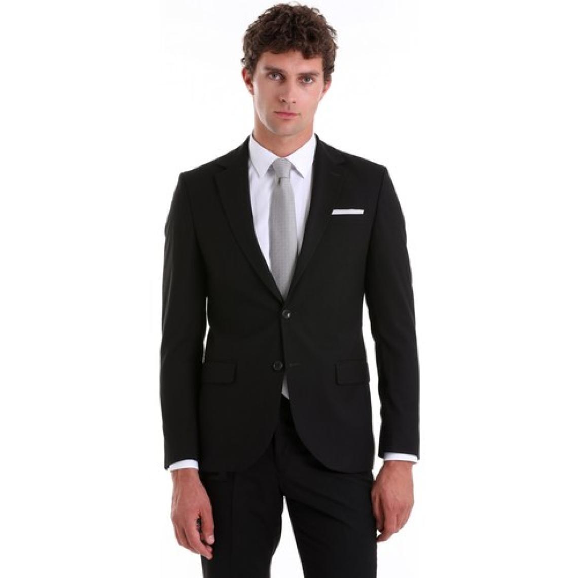 Hatemoğlu Siyah Slim Fit Mono Yaka Desenli Klasik Takım Elbise