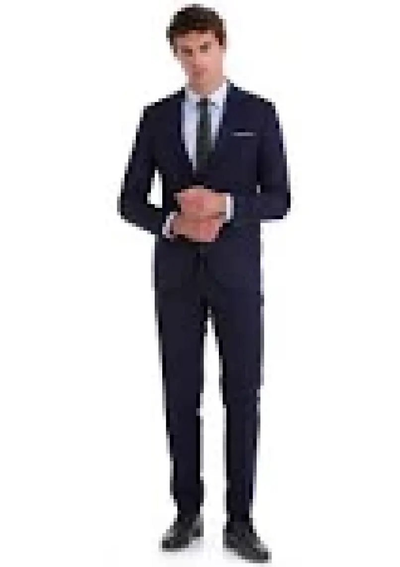 Hatemoğlu Lacivert D. Slim Fit Mono Yaka Desenli Klasik Takım Elbise