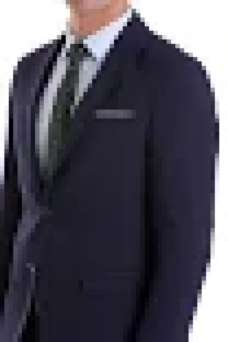 Hatemoğlu Lacivert D. Slim Fit Mono Yaka Desenli Klasik Takım Elbise