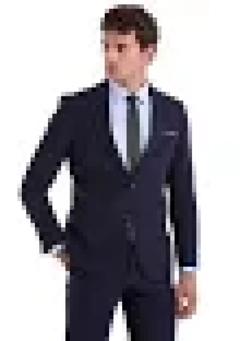Hatemoğlu Lacivert D. Slim Fit Mono Yaka Desenli Klasik Takım Elbise