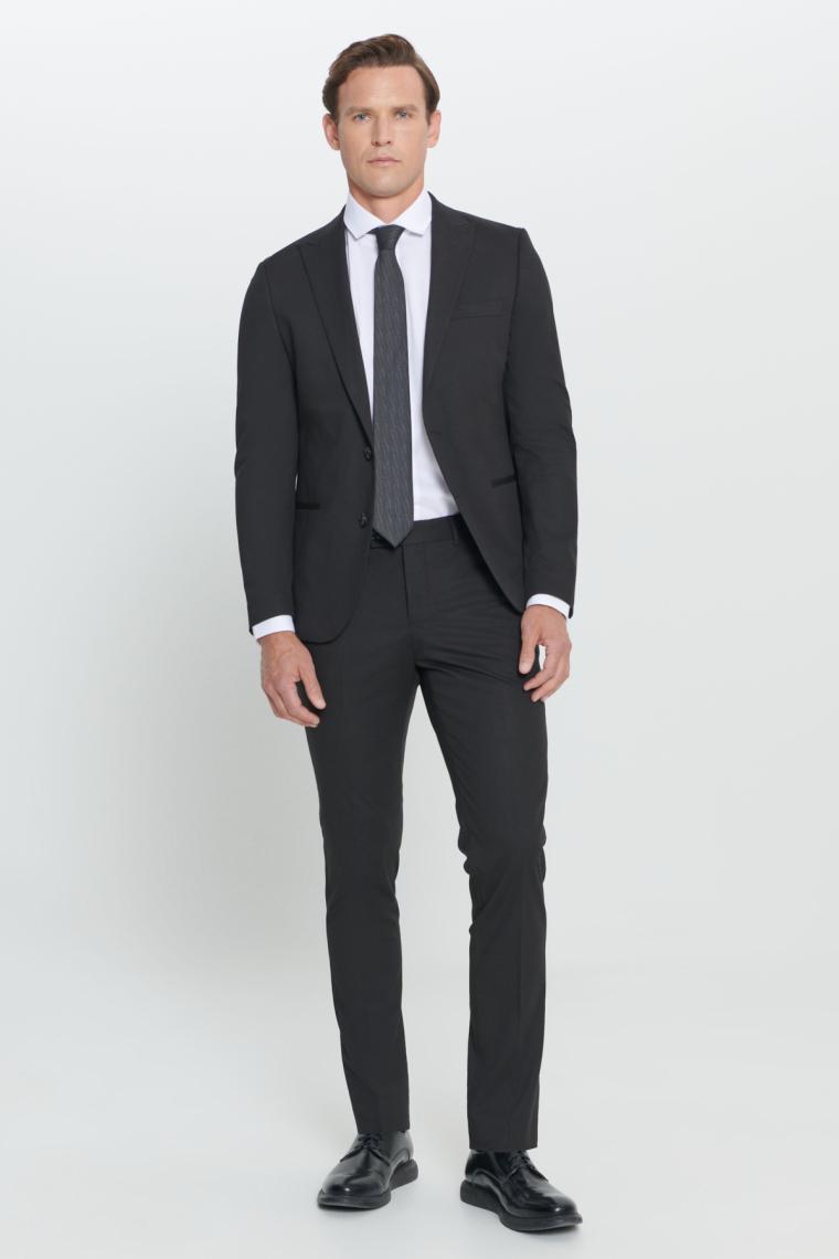 ALTINYILDIZ CLASSICS Erkek Siyah Ekstra Slim Fit Dar Kesim Kırlangıç Yaka Takım Elbise