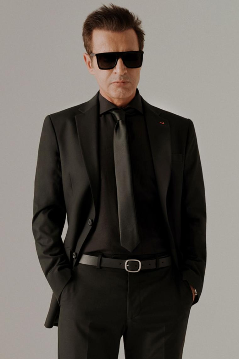 Slim Fit Siyah Düz Mono Yaka Çift Yırtmaçlı Astarlı Takim Elbise 4HF05ORT01577