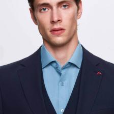 Slim Fit Lacivert Mono Yaka Tek Yırtmaçlı Astarlı Takim Elbise Yelekli 4HFY5ORT01599