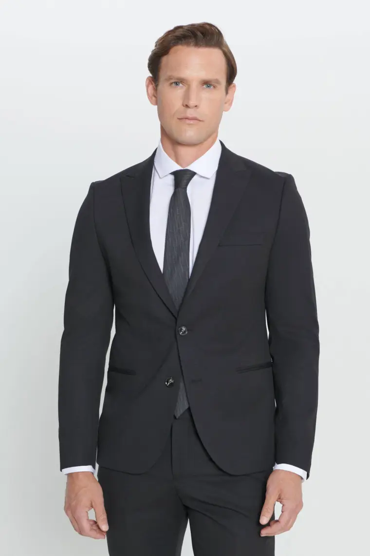 ALTINYILDIZ CLASSICS Erkek Siyah Ekstra Slim Fit Dar Kesim Kırlangıç Yaka Takım Elbise