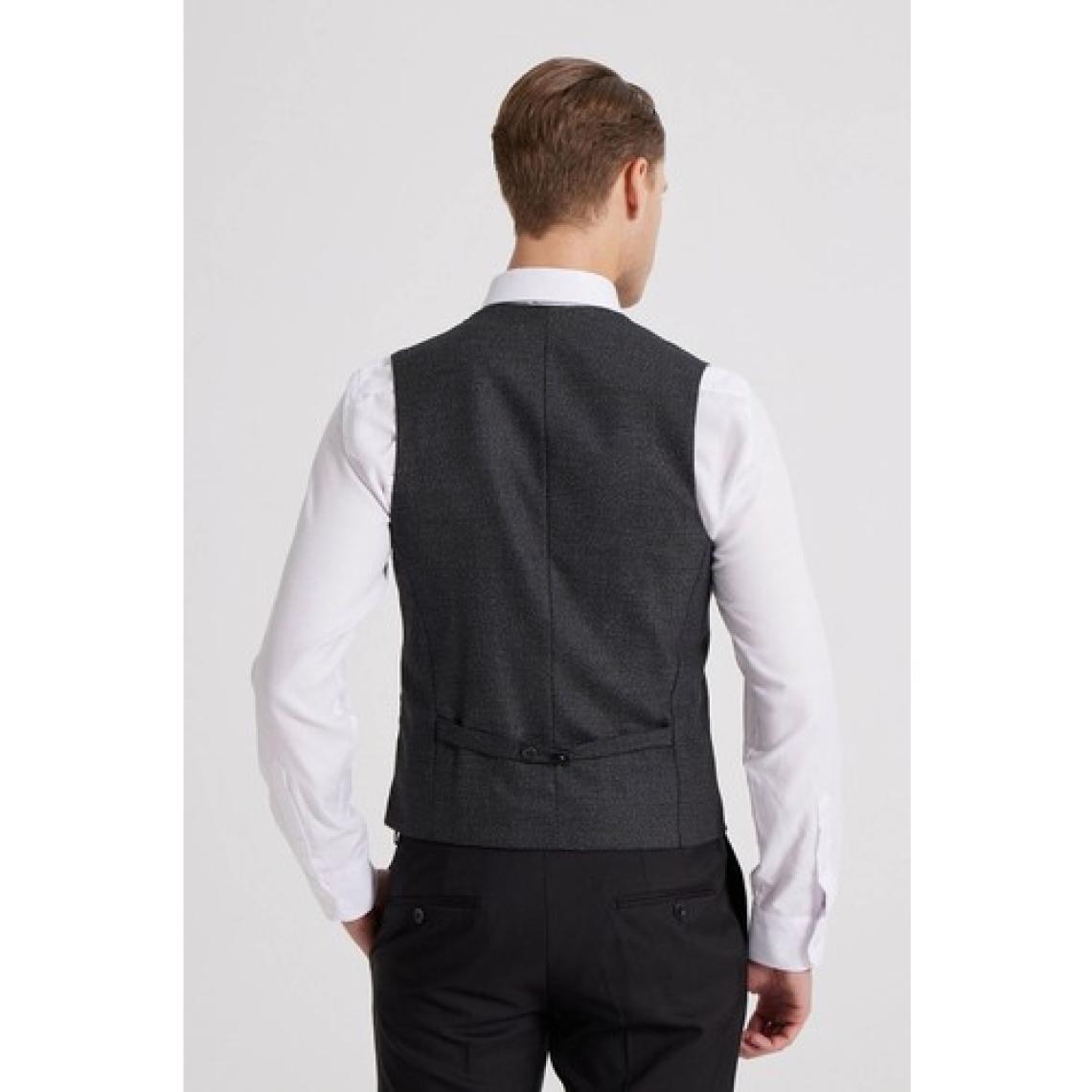 Slim Fit Siyah Düz Mono Yaka Tek Yırtmaçlı Astarlı Takim Elbise Kombinli 8HFY5ORTKMBN2