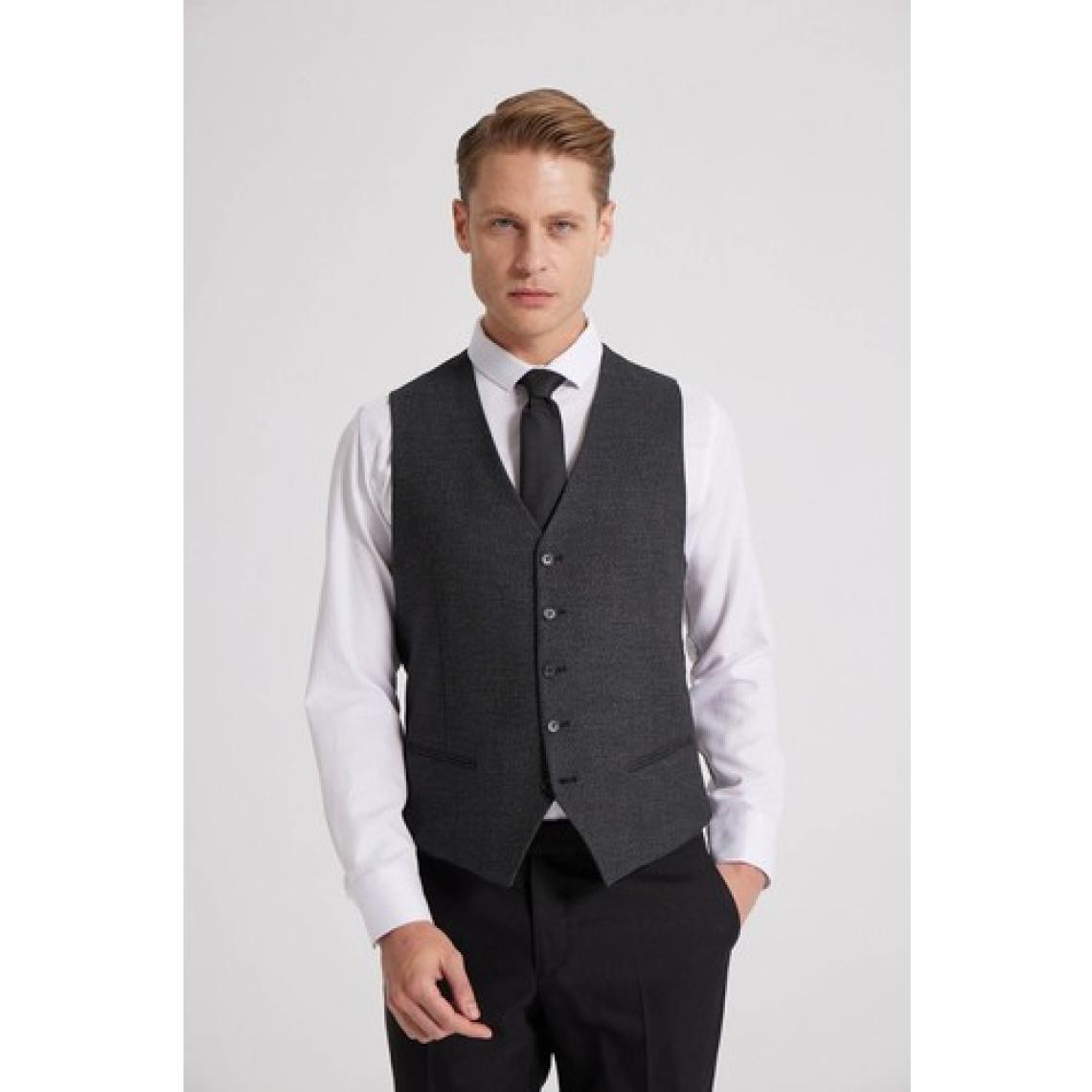 Slim Fit Siyah Düz Mono Yaka Tek Yırtmaçlı Astarlı Takim Elbise Kombinli 8HFY5ORTKMBN2