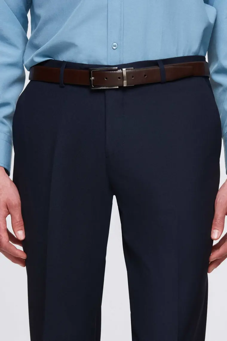 Slim Fit Lacivert Mono Yaka Tek Yırtmaçlı Astarlı Takim Elbise Yelekli 4HFY5ORT01599