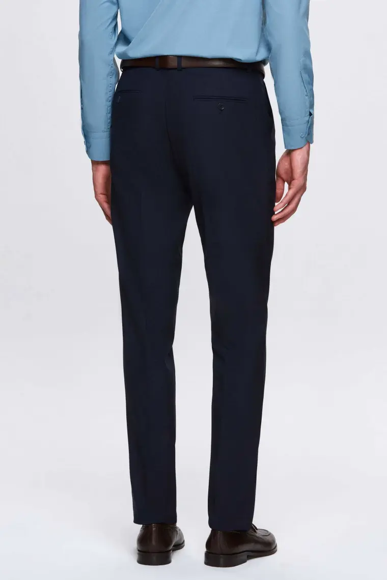 Slim Fit Lacivert Mono Yaka Tek Yırtmaçlı Astarlı Takim Elbise Yelekli 4HFY5ORT01599