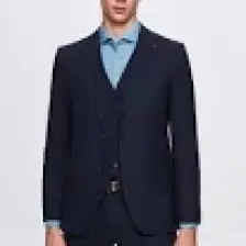 Slim Fit Lacivert Mono Yaka Tek Yırtmaçlı Astarlı Takim Elbise Yelekli 4HFY5ORT01599