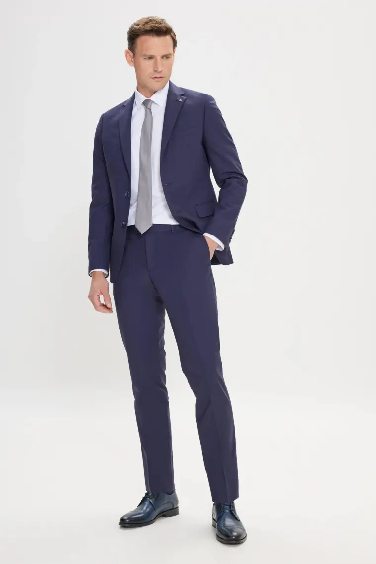 Altınyıldız Classics Erkek Lacivert Slim Fit Dar Kesim Mono Yaka Takım Elbise