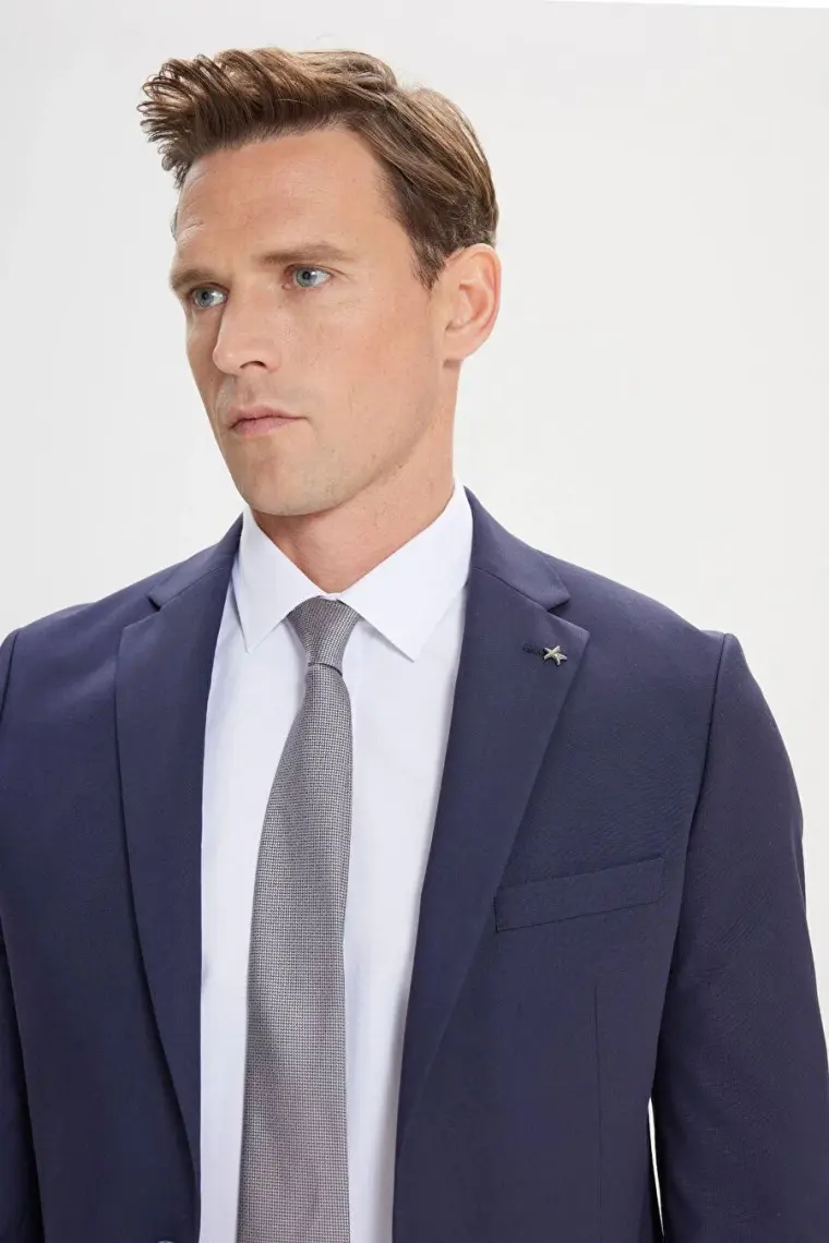 Altınyıldız Classics Erkek Lacivert Slim Fit Dar Kesim Mono Yaka Takım Elbise