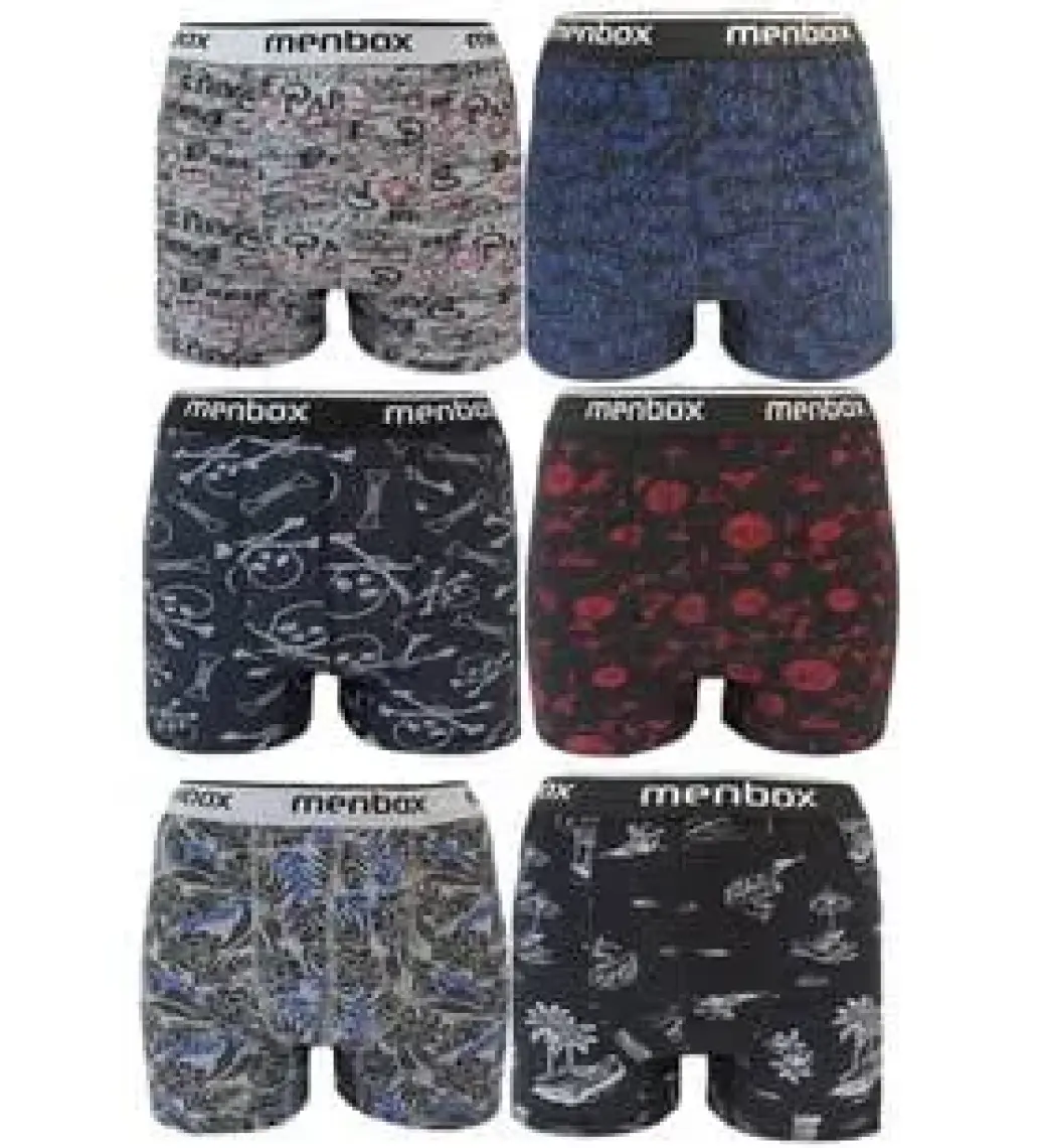 Menbox 6'lı Desenli Likralı Klasik Erkek Boxer