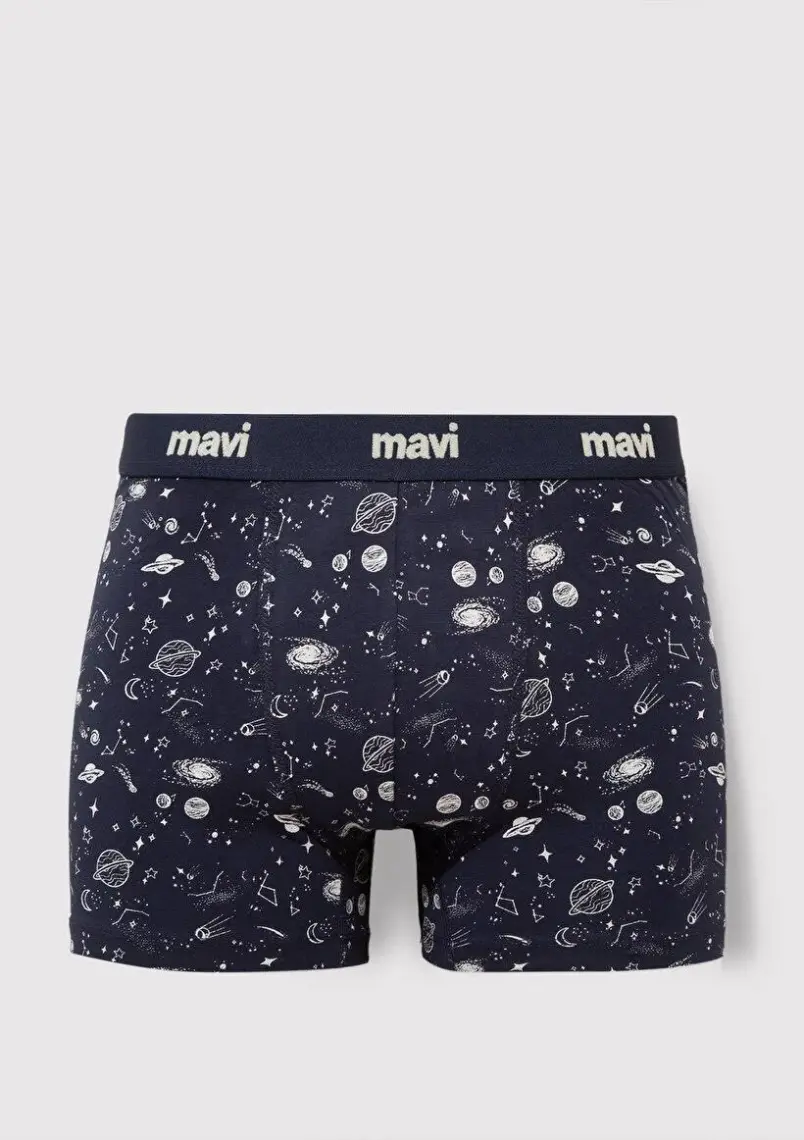 Mavi Gezegen Baskılı Lacivert Boxer 092456-33648