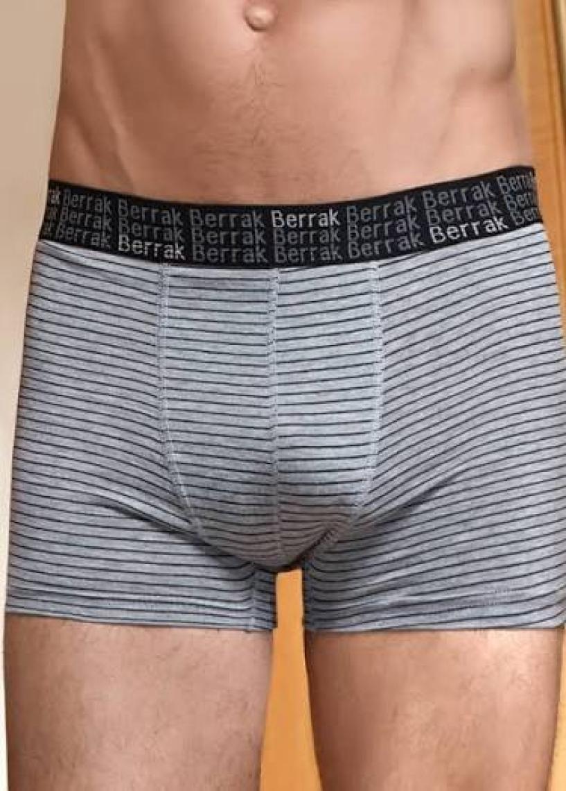 Berrak 4475 Erkek Likrali Pamuk Boxer Gri Melanj