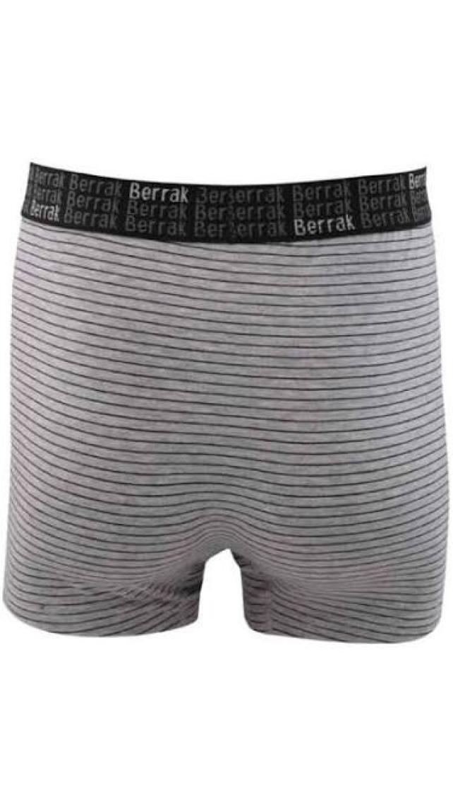 Berrak 4475 Erkek Likrali Pamuk Boxer Gri Melanj
