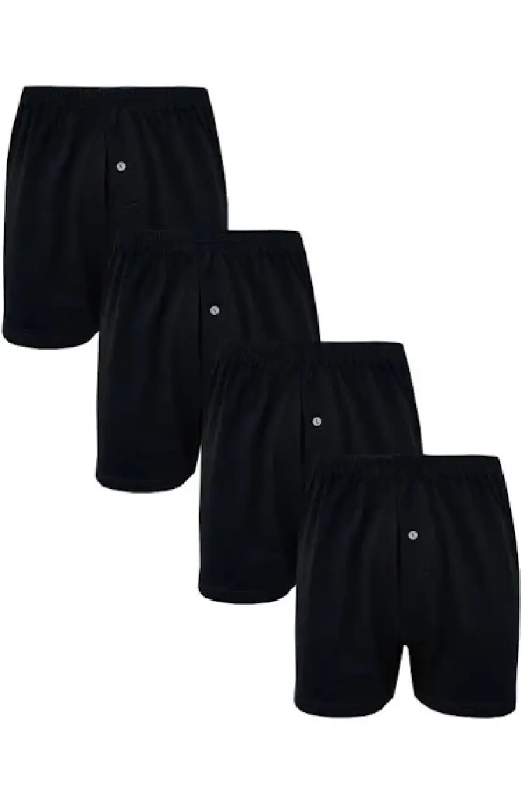 Hepsine Rakip 4lü Erkek Düğmeli Boxer Ekonomik %100 Pamuklu Paçalı Don