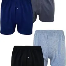 Hepsine Rakip 4lü Erkek Düğmeli Boxer Ekonomik %100 Pamuklu Paçalı Don