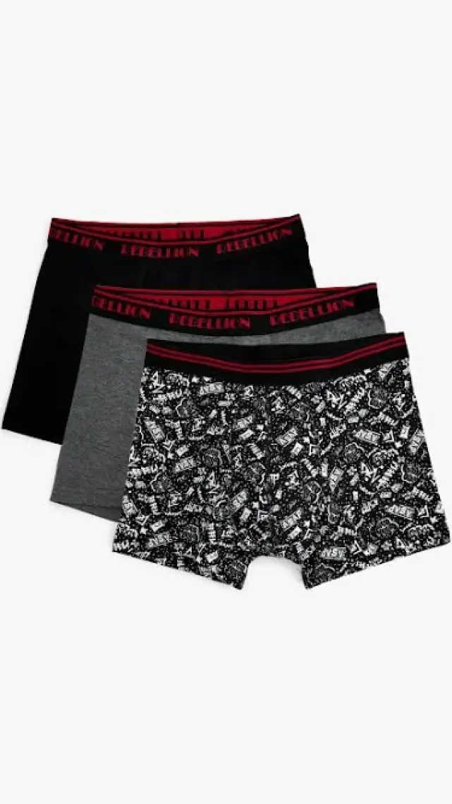 Koton 3'lü Boxer Seti Desenli Pamuklu