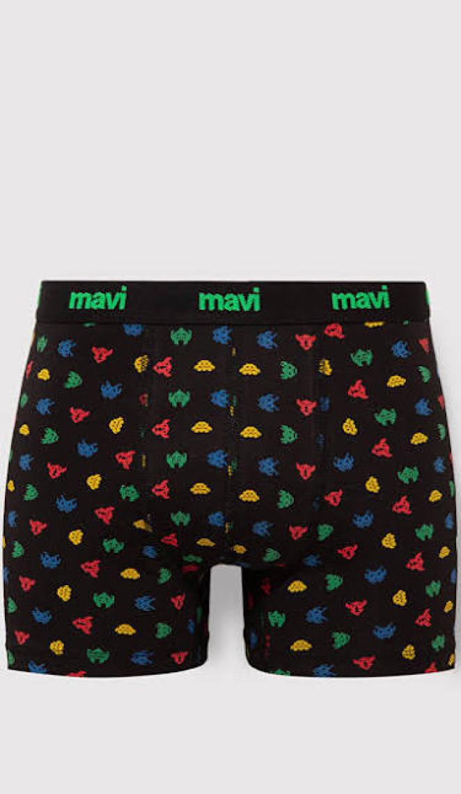 Mavi Baskılı Siyah Boxer 092259-900