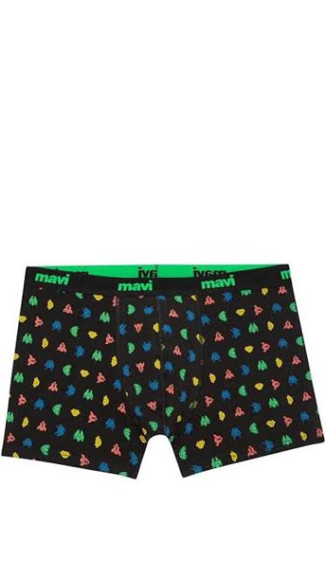 Mavi Baskılı Siyah Boxer 092259-900