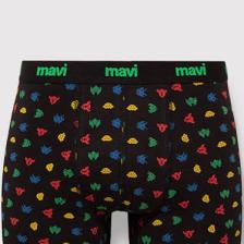 Mavi Baskılı Siyah Boxer 092259-900