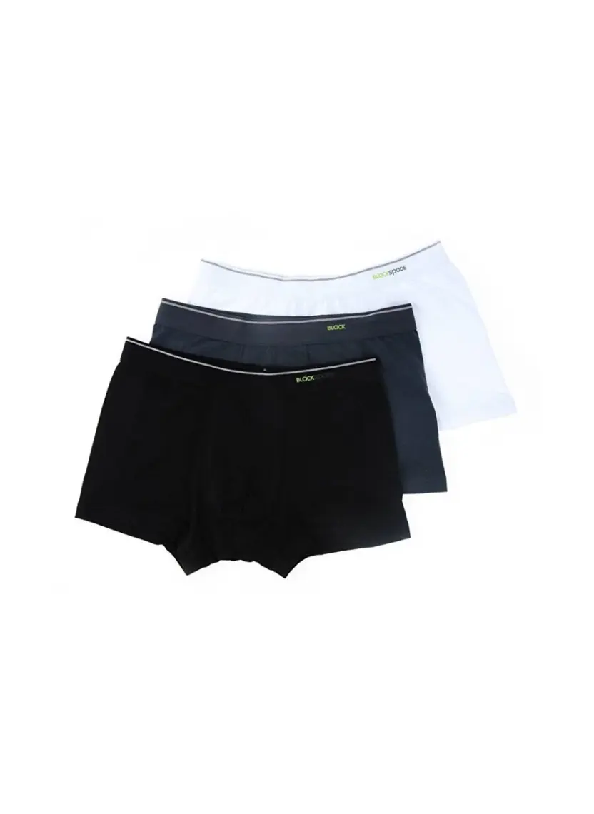 BLACKSPADE 9670 ERKEK TENDER COTTON SHORTY 3 LÜ BEYAZ-SİYAH-ANTRASİT BOXER