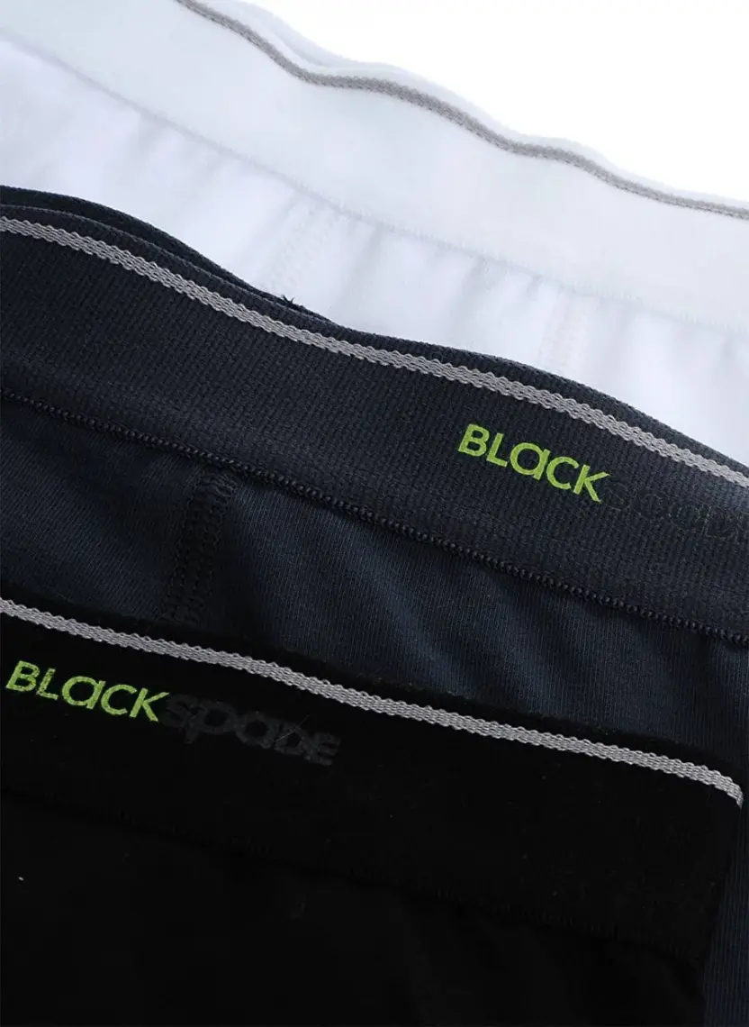 BLACKSPADE 9670 ERKEK TENDER COTTON SHORTY 3 LÜ BEYAZ-SİYAH-ANTRASİT BOXER