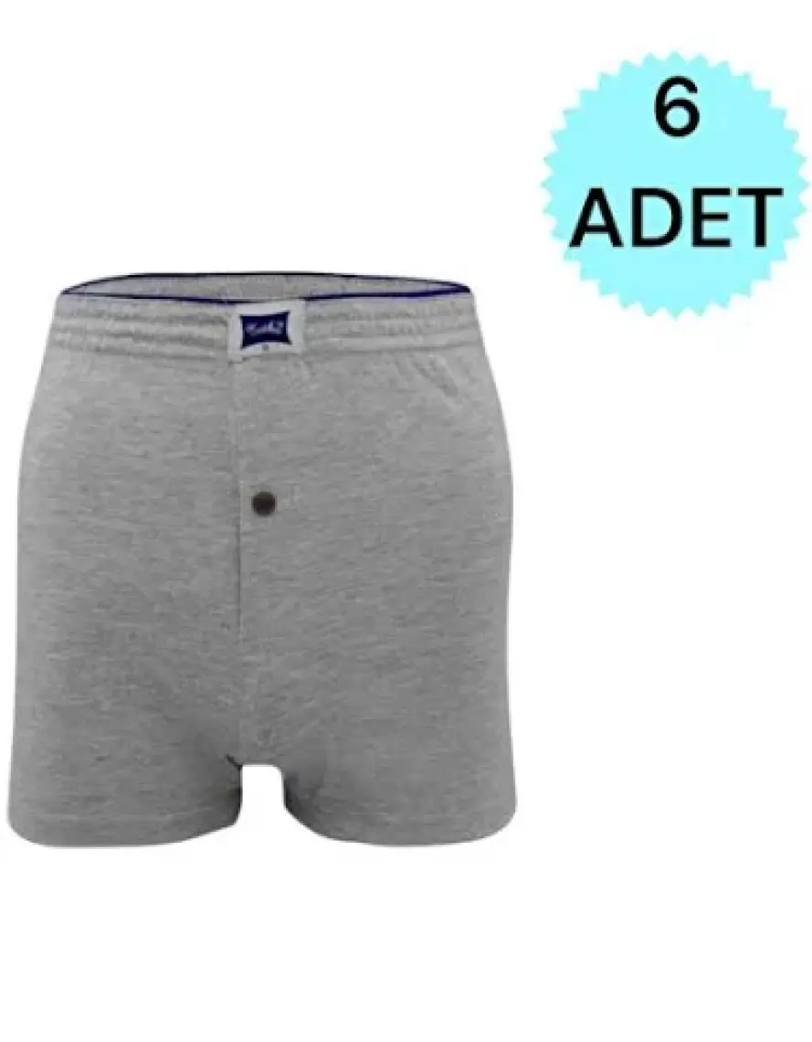 Tutku 6'lı Erkek Düğmeli Penye Rahat Kesim Boxer