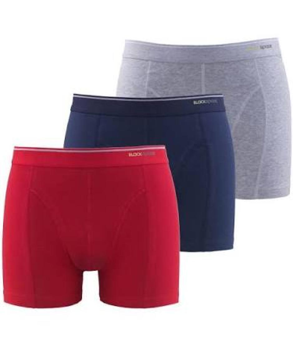 BLACKSPADE 9673 ERKEK TENDER COTTON 3 LÜ GRİ-KIRMIZI-LACİVERT BOXER