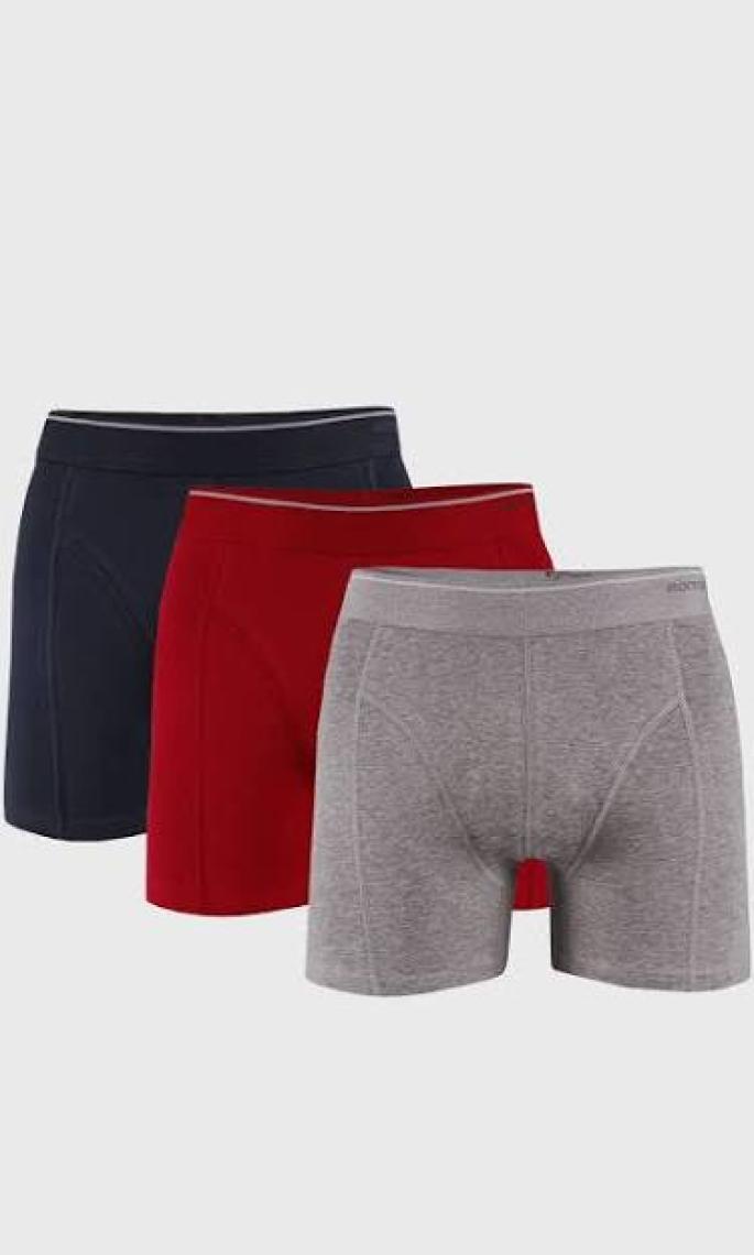 BLACKSPADE 9673 ERKEK TENDER COTTON 3 LÜ GRİ-KIRMIZI-LACİVERT BOXER