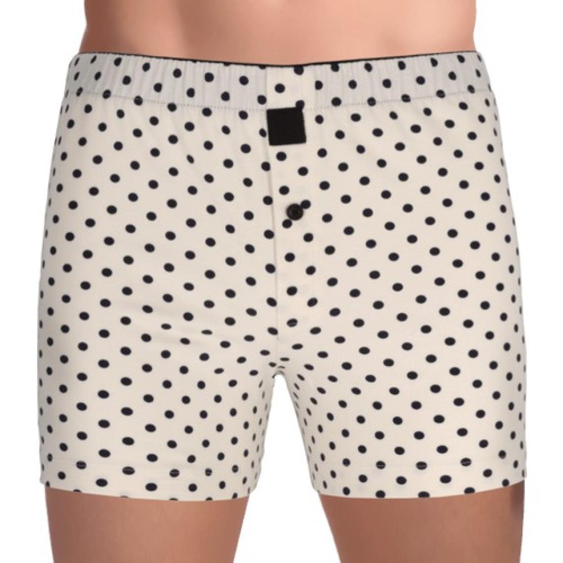 The Don Krem-Siyah Puantiyeli Jersey Penye Baskılı Erkek Boxer