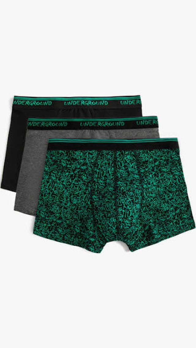 Koton 3'lü Boxer Seti Baskılı Çok Renkli Pamuklu Elastik Bant Detaylı