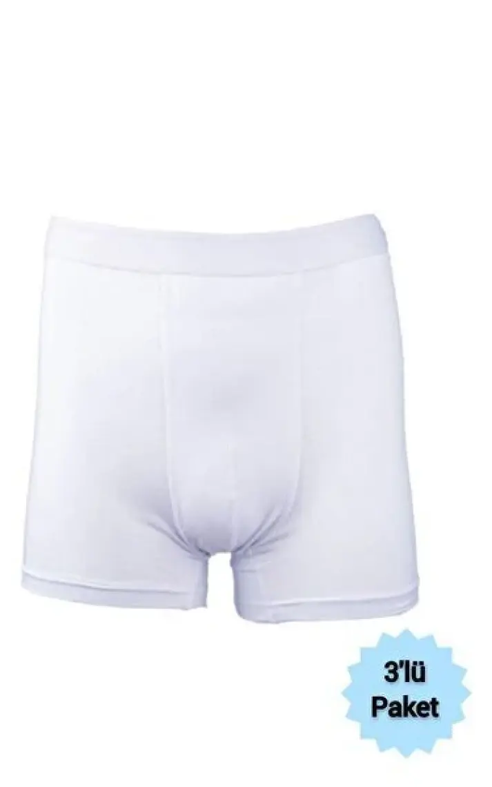 Tutku Elit 3 Adet Elit Modal Elasthan Erkek Boxer Beyaz 1251
