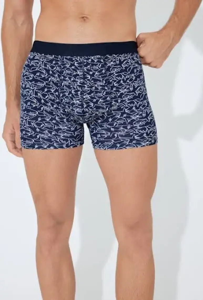 Koton 3'lü Boxer Seti Desenli ve Basic Pamuklu