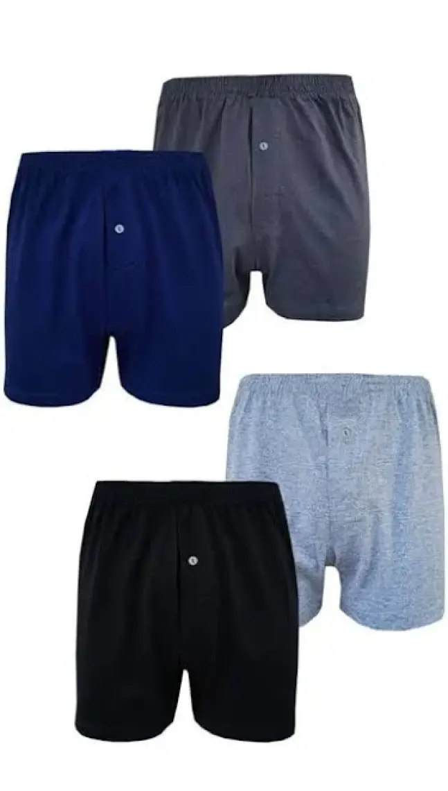 Hepsine Rakip 4lü Erkek Düğmeli Boxer Ekonomik %100 Pamuklu Paçalı Don