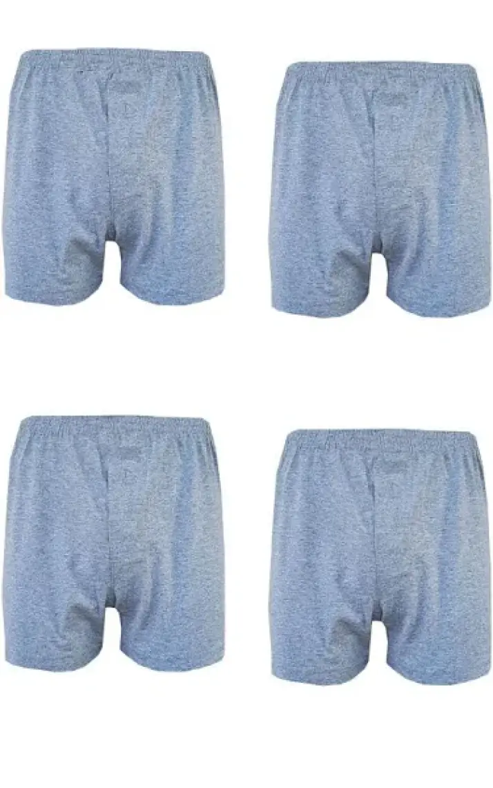Hepsine Rakip 4lü Erkek Düğmeli Boxer Ekonomik %100 Pamuklu Paçalı Don