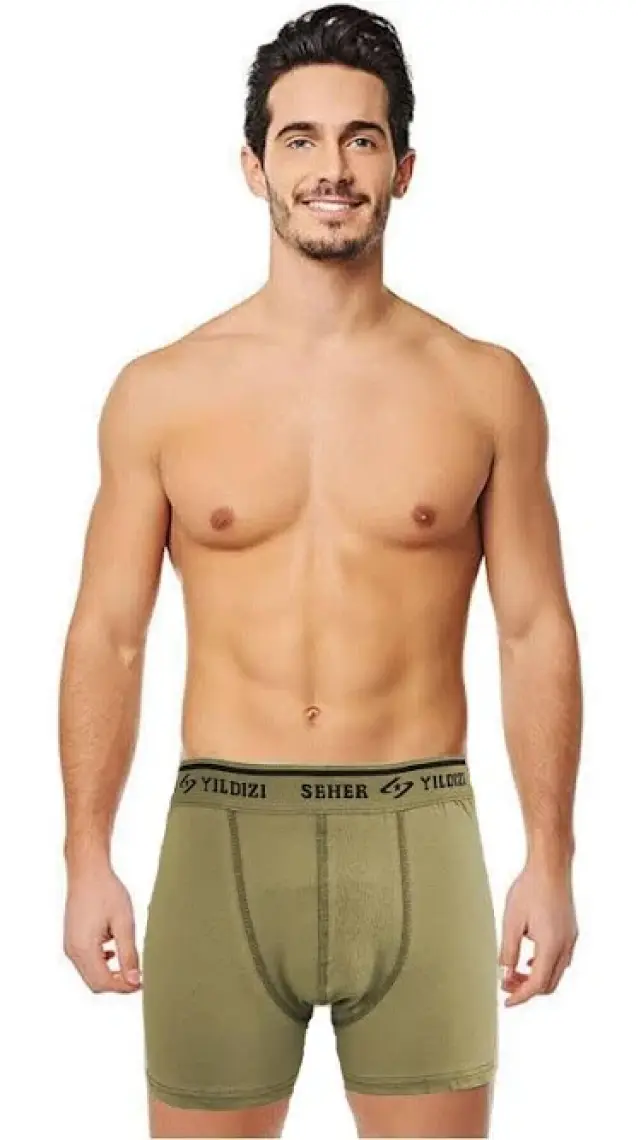 Seher Yıldız 6'lı Paket  Erkek Likralı Elastan Boxer Külot  Beyaz