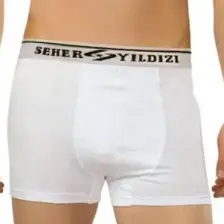 Seher Yıldız 6'lı Paket  Erkek Likralı Elastan Boxer Külot  Beyaz
