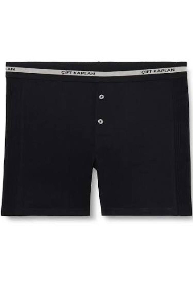 Çift Kaplan Erkek Elastanlı Biyeli Siyah Boxer Şort 0880