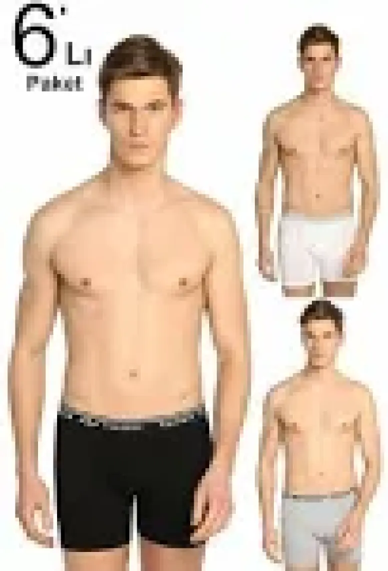 Seher Erkek Gri 6'lı Paket Likralı Boxer